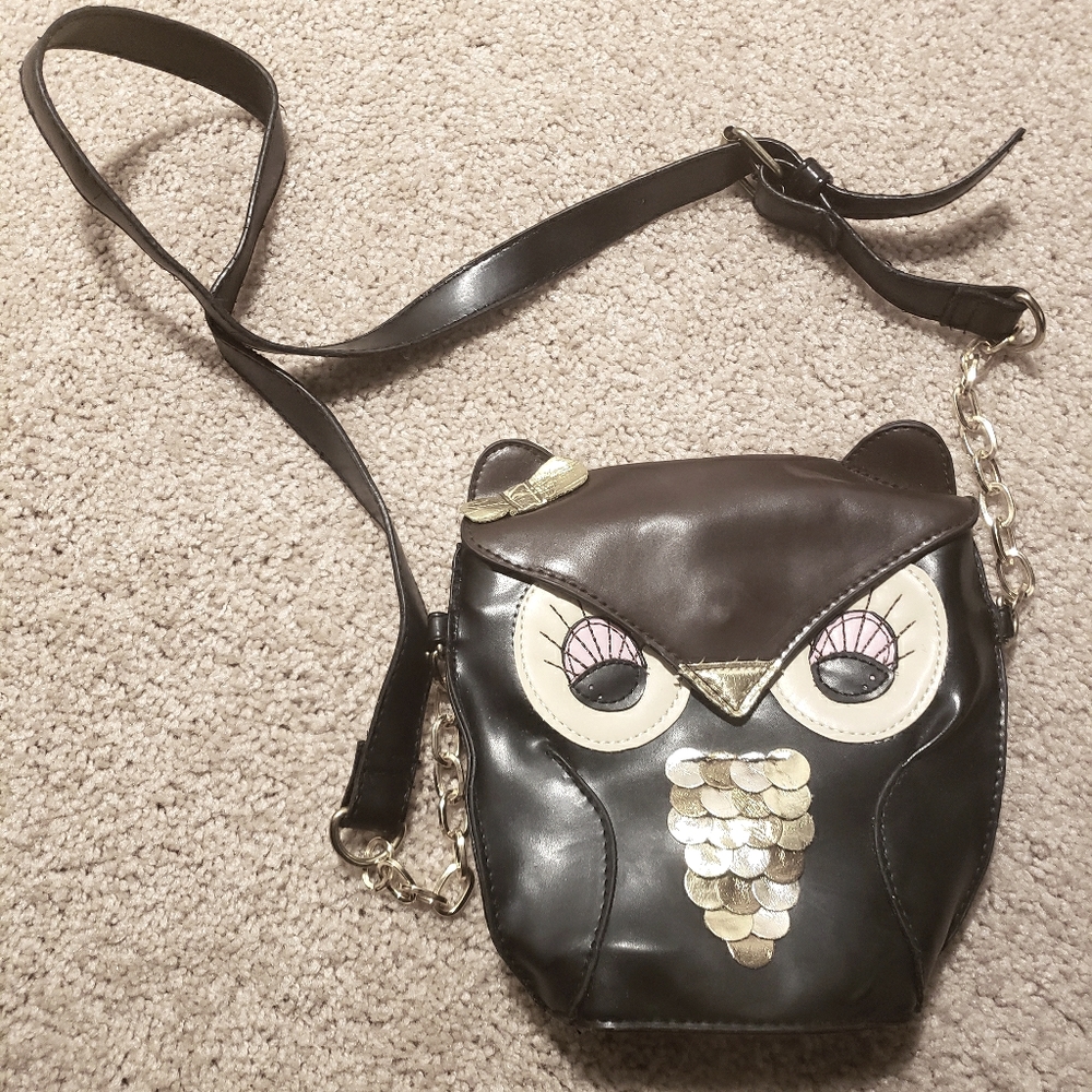 Leather Owl Cross-body Purse